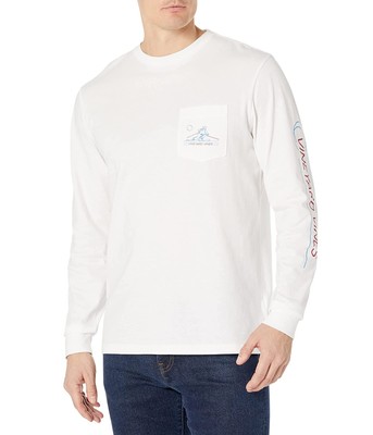 Мужские рубашки и топы Vineyard Vines Downhill Skiier Футболка с карманом и длинными рукавами