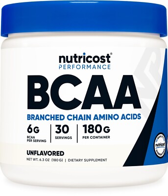 Порошок BCAA Nutricost (без вкуса) 30 порций - 6000 мг на порцию, высокое качество