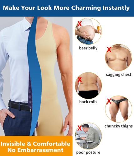 Men Full Body Shaper Belly Compression Shapewear Bodysuit Tummy Control Girdle