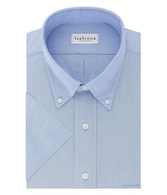 

Мужская классическая рубашка Van Heusen с коротким рукавом, однотонный оксфорд стандартного кроя