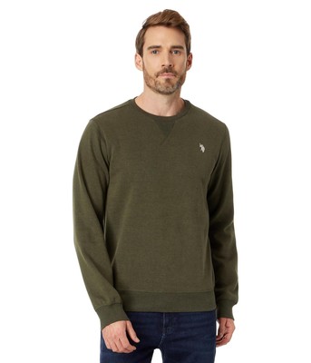 Мужская одежда US POLO ASSN. Флисовая толстовка с длинным рукавом и круглым вырезом горловины.