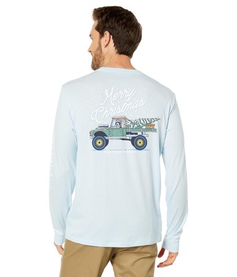 Мужские рубашки и топы Vineyard Vines Truck & Tree Карманная футболка с длинными рукавами