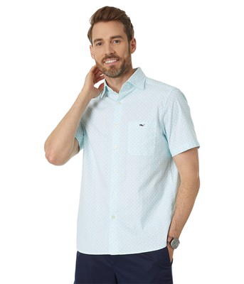 Мужские рубашки и топы Vineyard Vines Oak Bluff Fish Рубашка с коротким рукавом