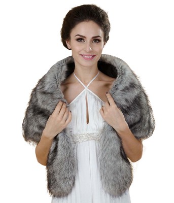 Aukmla Women's Wedding Fur Shawls and Wraps, Bridal Fur Stole...