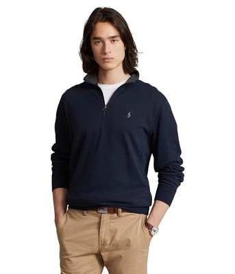 

Мужская одежда Polo Ralph Lauren с длинным рукавом из джерси с молнией на четверть и пуловером