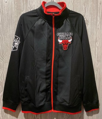 UNK NBA Chicago Bulls Black Grey White Red Basketball Warm Up Jacket NEW Mens M