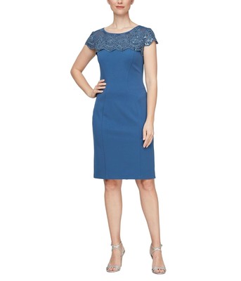 Женское вечернее платье-футляр Alex Evenings с вышивкой на иллюзорном вырезе