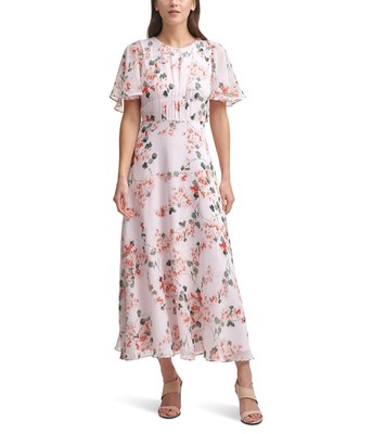 Женские платья Calvin Klein Шифоновое платье миди с развевающимися рукавами