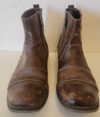 Roan Boots Men s Brown Distressed Leather Pull-on Side Zip Men Size 9 New 