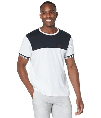 

Мужская одежда US POLO ASSN. Двухцветная футболка с коротким рукавом и круглым вырезом