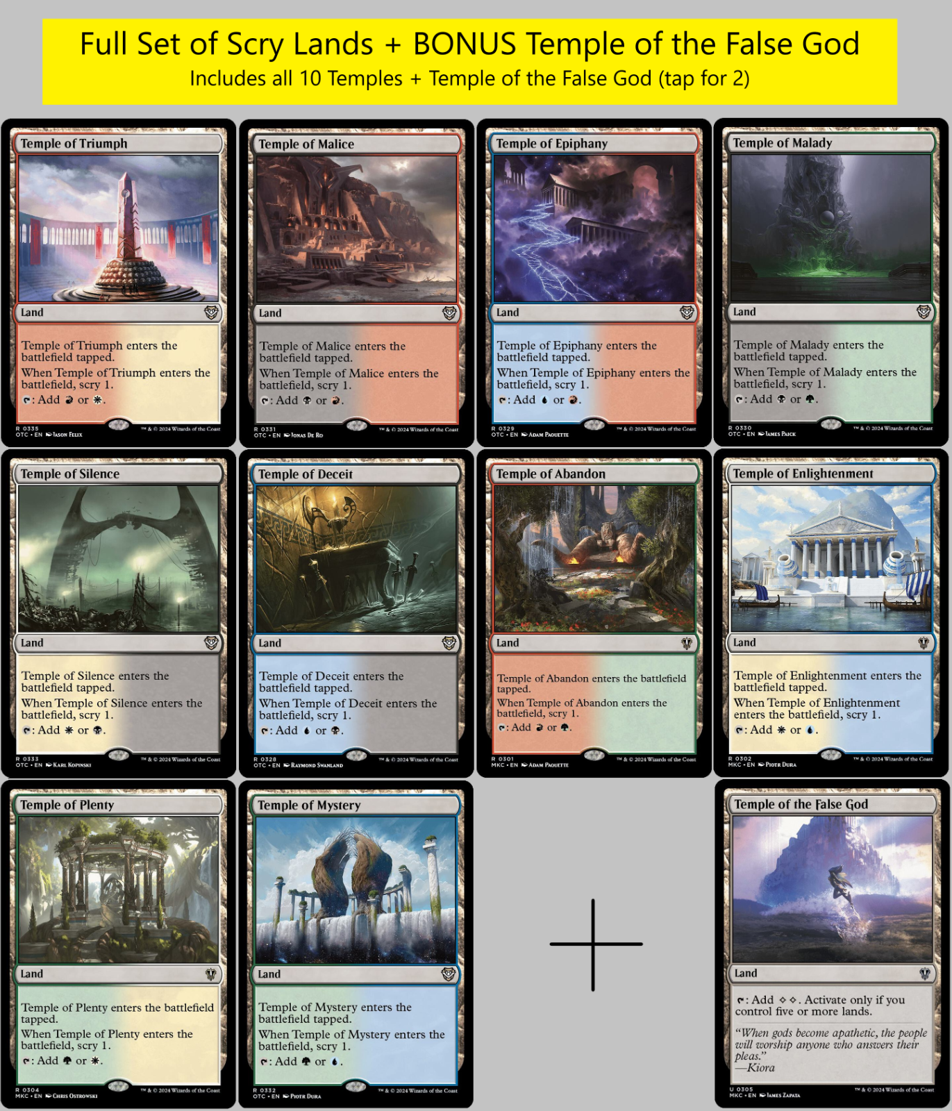 Set of All 10 Scry Lands + Bonus Temple - MTG Commander EDH