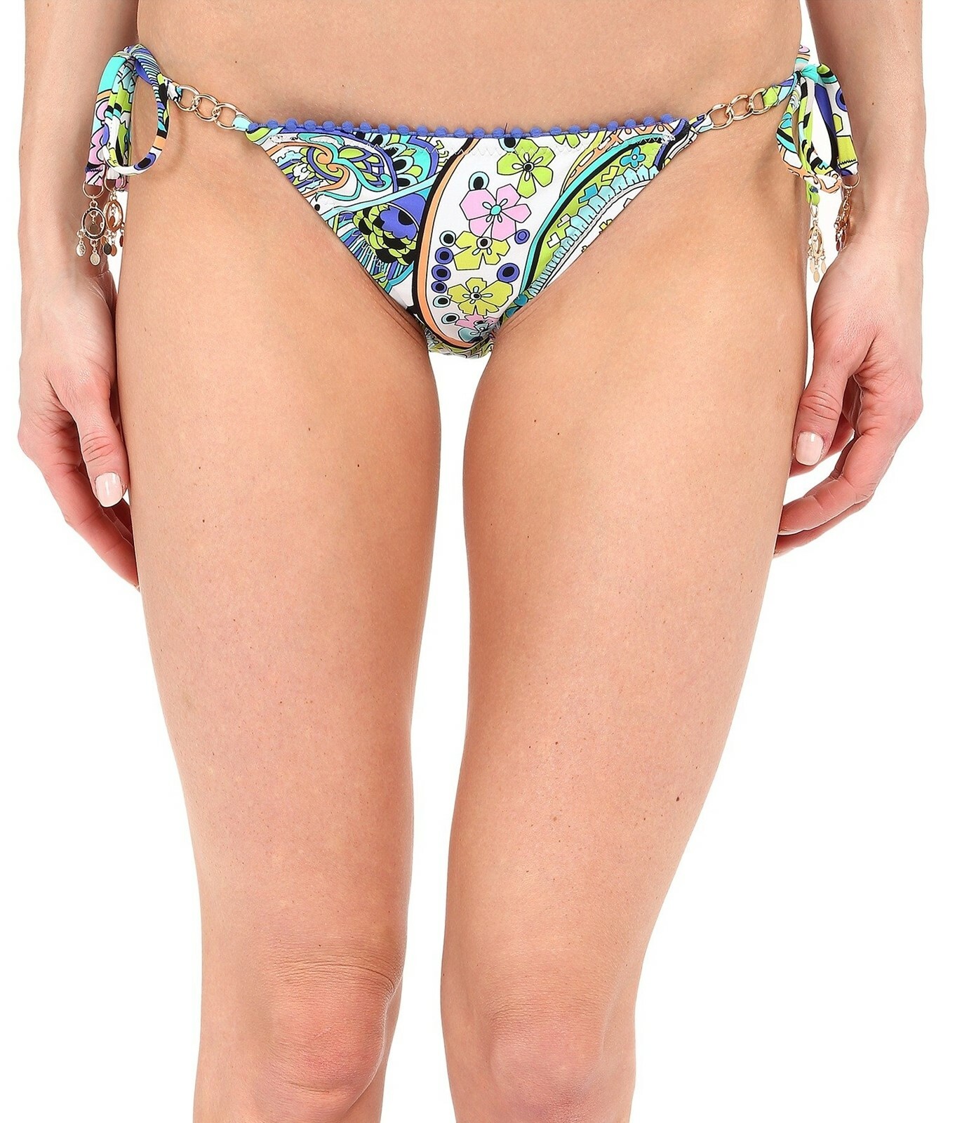 TRINA TURK Womens Swimwear Nomad Paisley Tie Side Hipster Bottoms Size 10