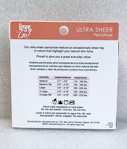 L'eggs to Go! Ultra Sheer Pantyhose - Tall - Off Black Sheer Toe - 5 NEW Pairs