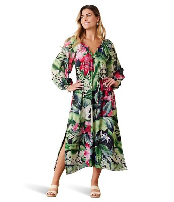Женские платья Tommy Bahama Celebration в тропическом стиле Макси с длинным рукавом