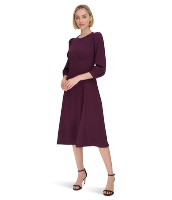 Женские платья Calvin Klein Scuba Crepe с пышным рукавом Миди длиной 3/4