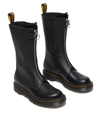 Woman's Boots Dr. Martens 1B99 Front Zip Leather Mid Calf