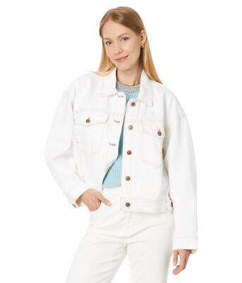 Женские пальто и верхняя одежда Madewell Укороченная джинсовая куртка плиточно-белого цвета
