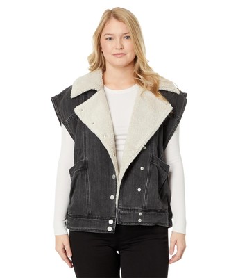 Женская одежда из чистого нью-йоркского денима и Шерп-жилета оверсайз на всю ночь