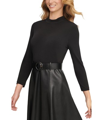 Женские платья Calvin Klein из матового трикотажа с поясом из искусственной кожи Aline