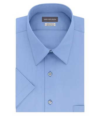 

Мужская классическая рубашка Van Heusen с коротким рукавом, однотонный поплин стандартного кроя