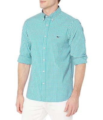 

Мужская рубашка в мелкую клетку классического кроя Vineyard Vines из эластичного хлопка