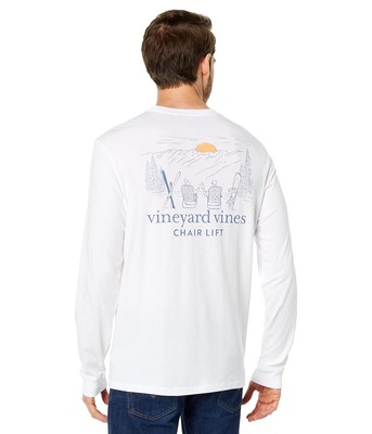 Мужские рубашки и топы Vineyard Vines Chair Lift Карманная футболка с длинными рукавами