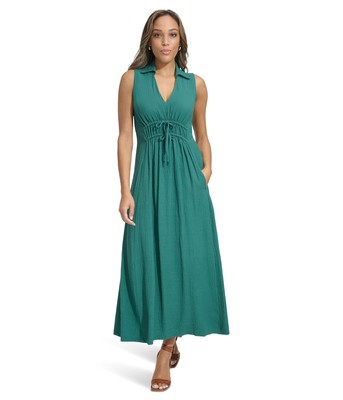 Женские платья Calvin Klein Газовое платье без рукавов с воротником-стойкой