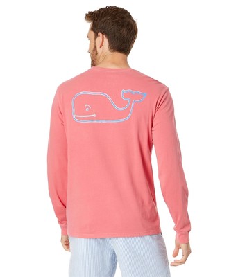 Мужские рубашки и топы Vineyard Vines Garment Dye Китовый контур Футболка с длинными рукавами