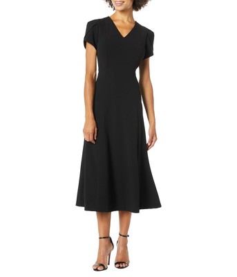 Женские платья Calvin Klein Миди-платье с V-образным вырезом и коротким рукавом