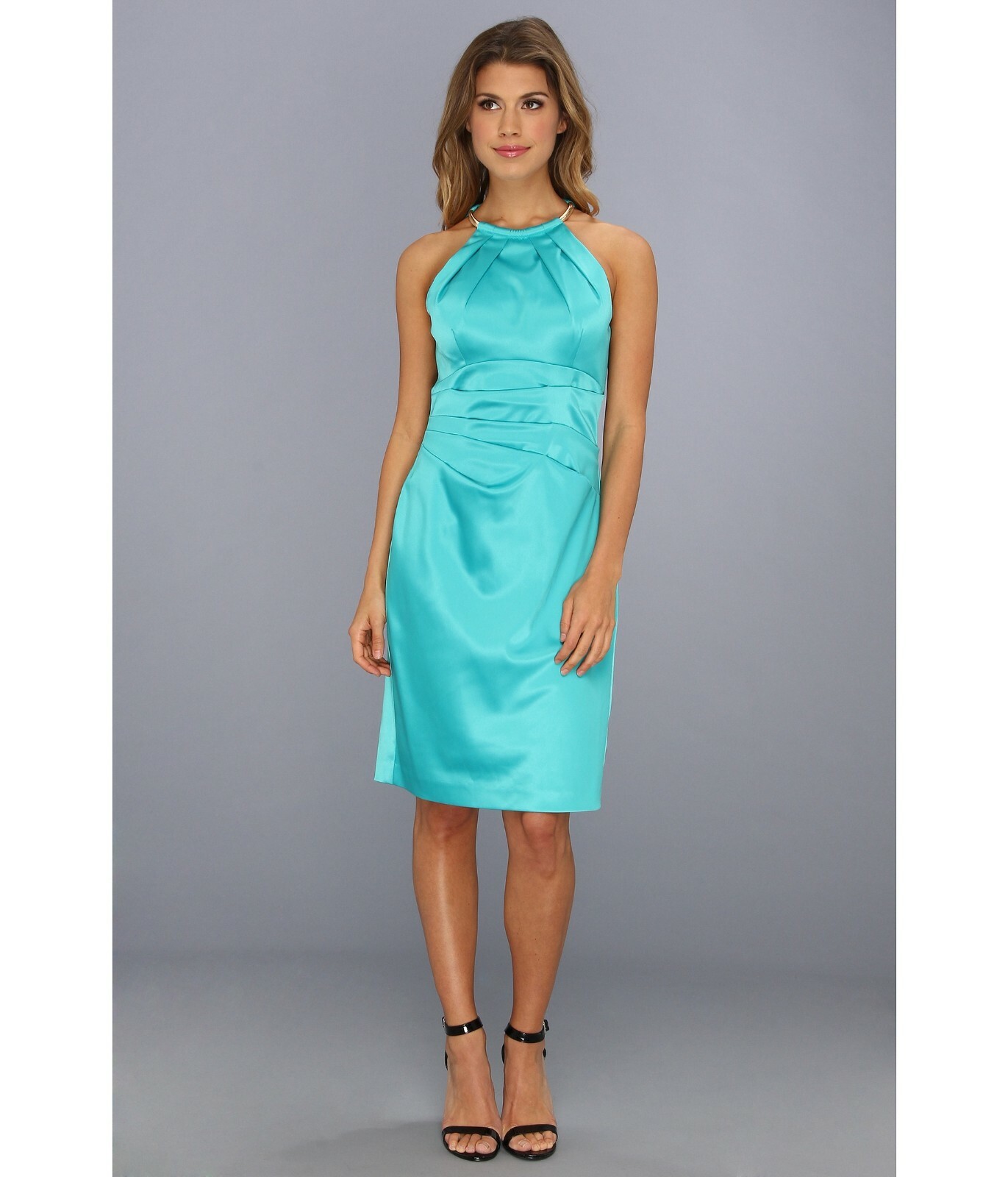 

NWT Eliza J New w Tag JADE Атласное плиссированное платье с ожерельем, размер