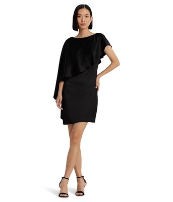 Womans Dresses Lauren Ralph Lauren Satin Cape Cocktail Dress