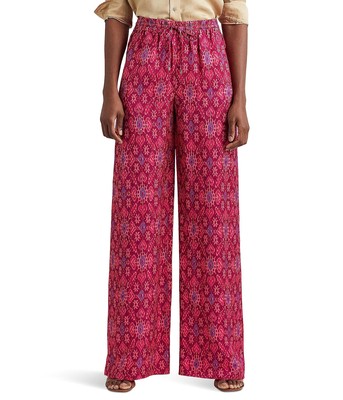 

Женские брюки LAUREN Ralph Lauren Petite Атласные широкие брюки с геопринтом Shantung