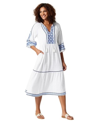 Женские платья Tommy Bahama Mykonos Многоуровневое платье миди