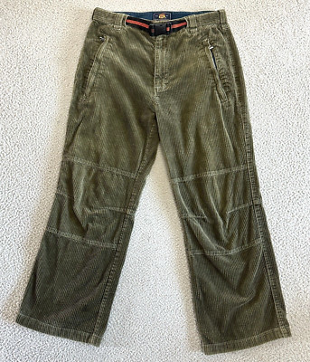 VTG Y2K Route 66 Corduroy Pants 34 x 30 Baggy Wide Leg Olive Green Cords Skater