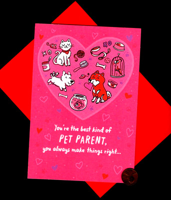 Valentine Cat Kitten Dog Puppy - FOR PET PARENT - Valentine's Day Greeting Card