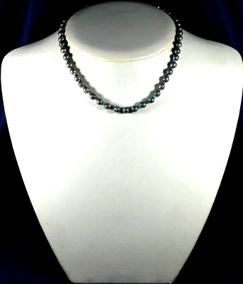 NATIVE AMERICAN STERLING Domed TURQUOISE HANDMADE Vintage Beads NECKLACE Estate