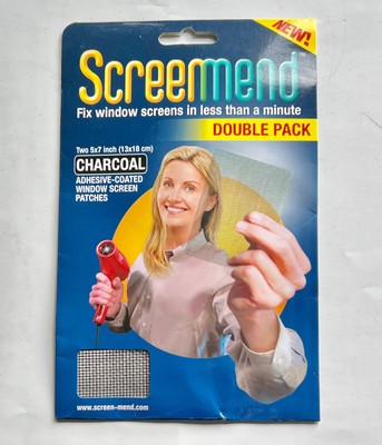 ScreenMend Window Screen Repair Kit 5''x7'' Mesh Patch, Charcoa-Double/Pack-New