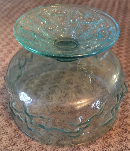 Blue Glass 4” Pedestal Candy Nut Dish Bowl