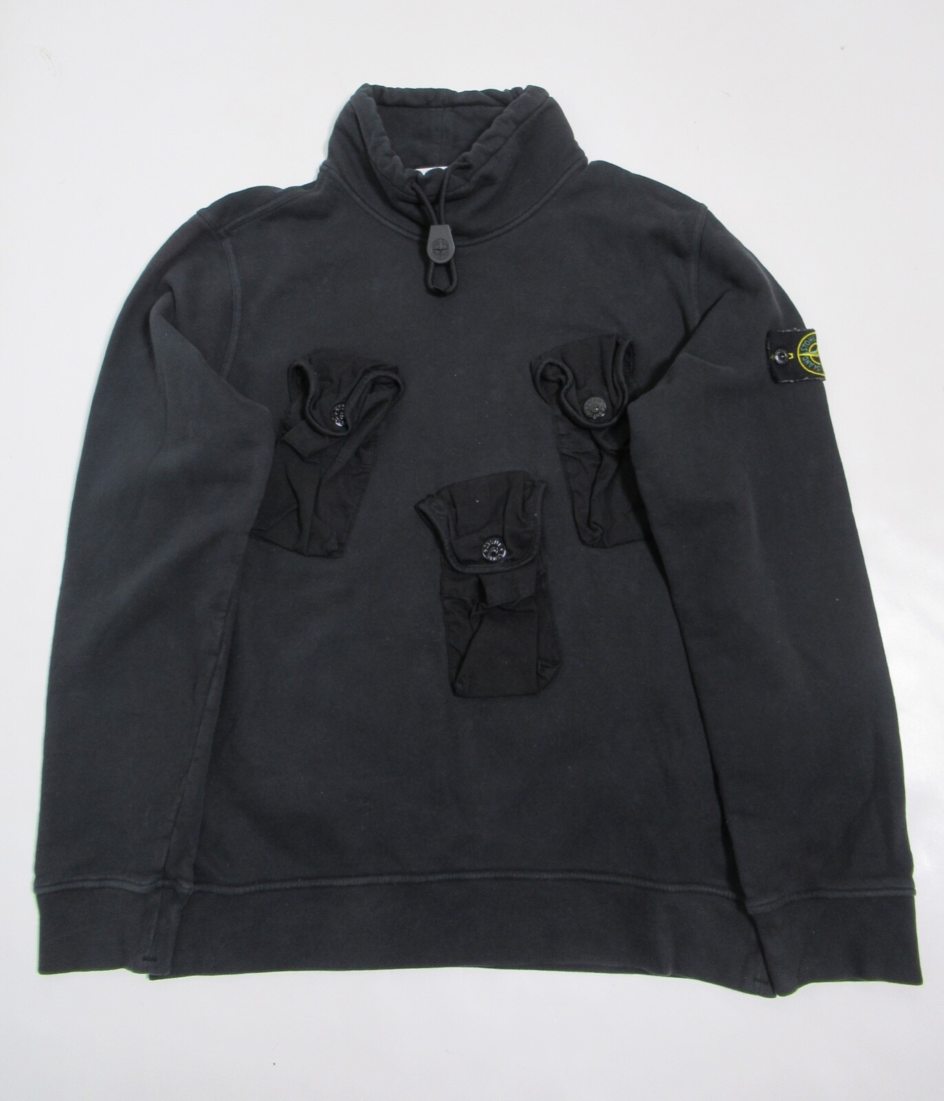 Stone Island Multi Detail Pocket Mock Neck Sweatshirt Black Stone Island Multi Detail Pocket Mock Neck Sweatshirt Black