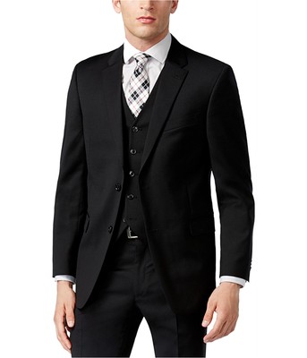 Pre-owned Tommy Hilfiger Mens 100% Wool Suit Separate Two Button Blazer Jacket In Black