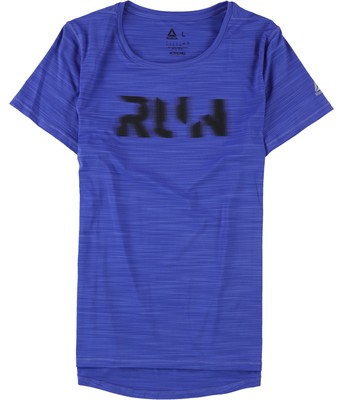 Reebok Womens Run Graphic T-Shirt, Blue, Large