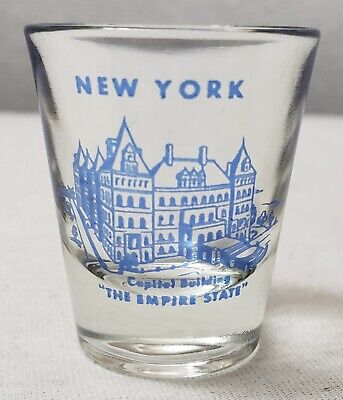 Vintage New York Capitol Building Shot Glass The Empire State Tourist Souvenir