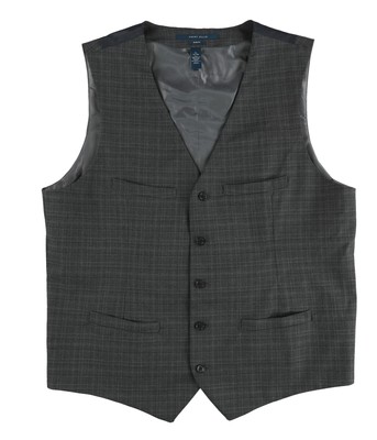 Perry Ellis Mens Washable Five Button Vest, Grey, X-Large
