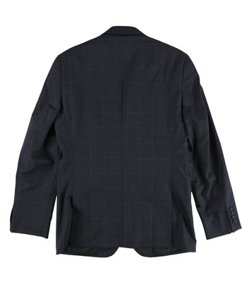 Pre-owned Bar Iii Mens Windowpane Two Button Blazer Jacket In Charcoalblue