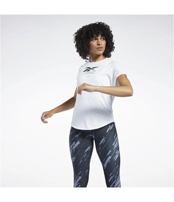 Reebok Womens Running ActivChill Graphic T-Shirt, White, Small