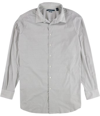 Perry Ellis Mens Mini Dot Button Up Shirt, White, 2XLT