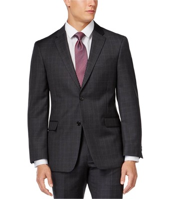 Pre-owned Tommy Hilfiger Mens Windowpane Two Button Blazer Jacket, Grey, 36 Regular In Gray