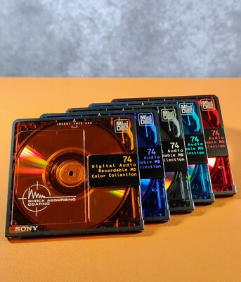 Set of 5 Sony Color Collection 3rd Edition Mini Discs, 74 Min w/ Soft Slip Cases