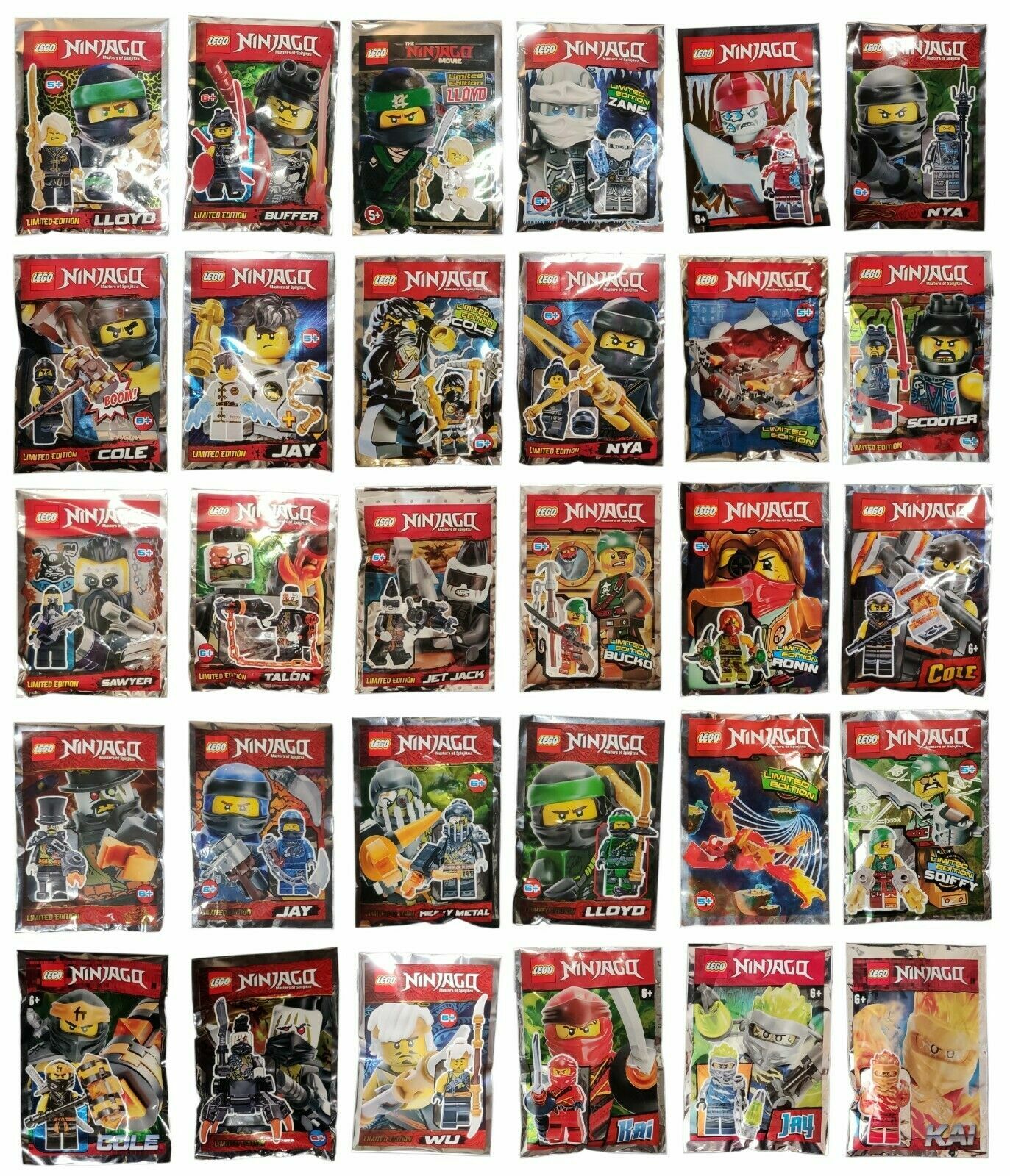 7 NEW RANDOM LEGO NINJAGO MINIFIG FOIL PACKS figure polybag 