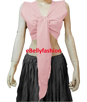 Top Tie Ruffle Short Wrap Choli Haut Blouse  Cotton Belly Dance Gypsy  36 Color